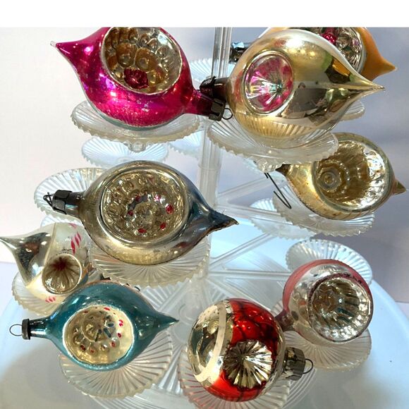 Vintage Christmas ornaments, indented Christmas balls; 10 vintage balls; pretty - Picture 6 of 7